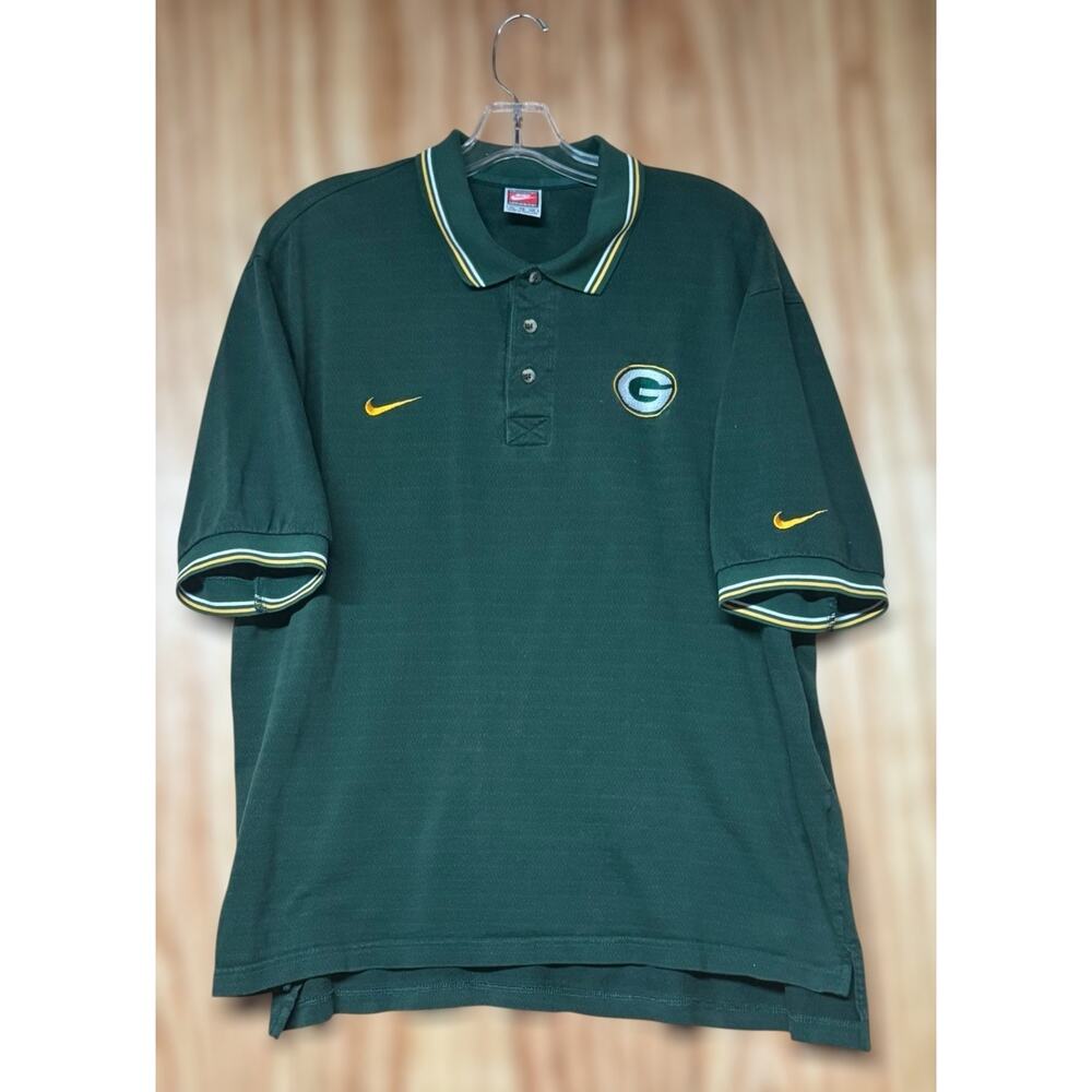 Vtg 90s/Y2K Nike Sz XL Green Bay Packers Polo Shirt NFL  Embroidered Green Gold